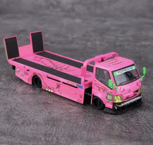 Load image into Gallery viewer, MG 1:64 Pink Dinosaur H300 Custom Tow Flatbed Truck Model Diecast Metal Car