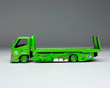 Load image into Gallery viewer, 1:64 Green Dinosaur H300 Trailer Truck 911 GT3 Set Model Diecast Metal Car New Collection