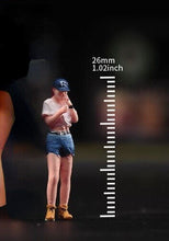 Load image into Gallery viewer, 1:64 Painted Figure Model Miniature Resin Diorama Sand Smoking Girl Cap Shorts New
