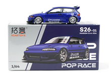 Load image into Gallery viewer, Poprace 1:64 Blue Civic EG6 SIR Pandem Hatchback Model Diecast Metal Car New Collection