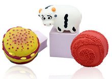 Load image into Gallery viewer, 3PCs Set Dog Squeaky Toys Chew Puppy Rubber Burger Durable Pet Breeds Play Fetch