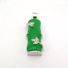Load image into Gallery viewer, Nature Jade Bamboo Pendant Necklace Gift Jewelry charm Blessing Lucky Green Sil