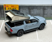 Load image into Gallery viewer, Tarmac 1:64 Gray Hilux Pickup Truck Roof Tent Sports Model Diecast Metal Car