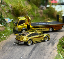 Load image into Gallery viewer, Poprace 1:64 HEC Gold Fuso Flatbed Truck RWB 930 Model Diecast Metal Car New Collection