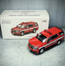 Load image into Gallery viewer, 1:64 596 Red Tahoe LAFD LA Fire SUV Police Sports Model Diecast Metal Car New Collection