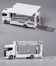 Load image into Gallery viewer, GCD 1:64 White Scania S730 Enclosed Double Deck Tow Truck Model Diecast Metal