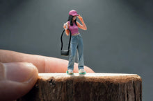 Load image into Gallery viewer, 1:64 Painted Figure Model Miniature Resin Diorama Toy Sand Posting Pink Cap Girl