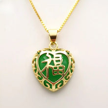 Load image into Gallery viewer, Nature Jade Heart Pendant Necklace Gift Jewelry charm Blessing Fortune Lucky c