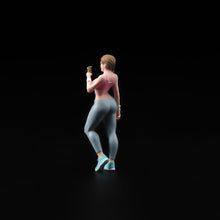 Load image into Gallery viewer, 1:64 Painted Figure Model Miniature Resin Diorama Fitness Girl Watching Mobile New