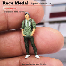 Load image into Gallery viewer, 1:64 Painted Figure Mini Model Miniature Resin Diorama Sand Backpacker Boy Girl