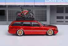 Load image into Gallery viewer, Mortal 1:64 Red VIP S124 E300 Wagon Roof Bike Model Diecast Metal Car New
