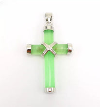 Load image into Gallery viewer, Nature Cross Jade Pendant Necklace Jewelry charm Blessing Gift for Woman & Man S