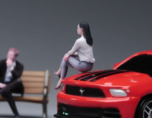 Load image into Gallery viewer, 1:64 Painted Figure Model Miniature Resin Diorama White Lady Sitting Crossed Leg