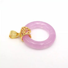 Load image into Gallery viewer, Nature Jade Ring Round Pendant Necklace Gift Jewelry charm Blessing Fortune d