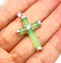 Load image into Gallery viewer, Nature Cross Jade Pendant Necklace Jewelry charm Blessing Gift for Woman & Man S