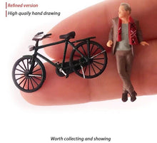 Load image into Gallery viewer, 1:64 Painted Figure Mini Model Miniature Resin Diorama Retro Bike Bicycle Man New Scene