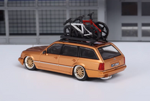 Load image into Gallery viewer, Mortal 1:64 Gold VIP S124 E300 Wagon Roof Bike Model Diecast Metal Car New