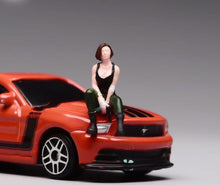 Load image into Gallery viewer, 1:64 Painted Figure Model Miniature Resin Diorama Lady in Black Sitting Cool Toy