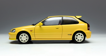 Load image into Gallery viewer, MH 1:18 Yellow JDM Civic Type R EK9 Hatchback Engine Model Diecast Metal Car