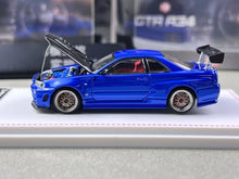 Load image into Gallery viewer, FH 1:64 Blue Carbon Skyline GTR R34 Z-Tune Sports Model Diecast Metal Car New Collection