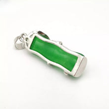 Load image into Gallery viewer, Nature Jade Bamboo Pendant Necklace Gift Jewelry charm Blessing Lucky Green Sil