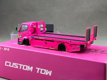 Load image into Gallery viewer, MT 1:64 Pink H300 Custom Tow Flatbed Truck Dinosaur Model Diecast Metal Car
