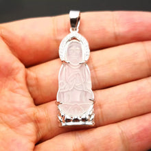 Load image into Gallery viewer, Nature Jade Guanyin Pendant Necklace Gift Jewelry charm Blessing Lucky White S
