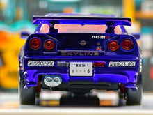 Load image into Gallery viewer, DK 1:64 HEC Blue JDM Skyline GTR R34 Racing Sports Model Diecast Metal Car New Collection