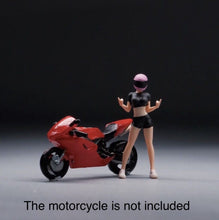 Load image into Gallery viewer, 1:64 Painted Figure Mini Model Toy Miniature Car Scenes Resin Pink Helmet Girl