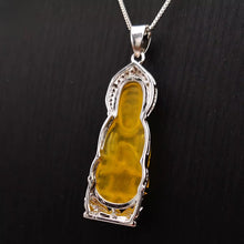 Load image into Gallery viewer, Nature Jade Guanyin Pendant Necklace Gift Jewelry charm Blessing Lucky Yellow S