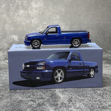 Load image into Gallery viewer, Para 1:64 Blue Silverado Single Cab Pickup Truck Model Diecast Metal Car New Collection