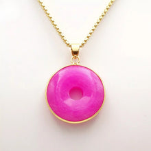 Load image into Gallery viewer, Nature Jade Pink Round Pendant Necklace Gift Jewelry charm Blessing Lucky New