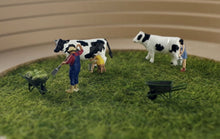 Load image into Gallery viewer, 1:64 Painted Figure Model Miniature Resin Diorama Farmer Girls Cows Carts Set