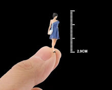 Load image into Gallery viewer, 1:64 Painted Figure Mini Model Miniature Resin Diorama Sand Girl Lady Blue Dress