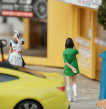 Load image into Gallery viewer, 1:64 Painted Figure Mini Model Miniature Resin Diorama Cute Green T-Shirt Girl New Scene