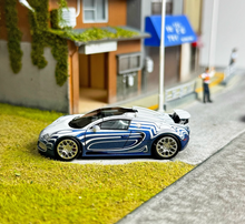 Load image into Gallery viewer, LJM 1:64 Blue White Chiron Veyron Racing Sports Model Diecast Resin Car New