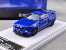 Load image into Gallery viewer, FH 1:64 JDM Blue Skyline GTR R34 V-SPEC II Sports Model Diecast Metal Car BN