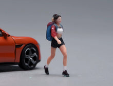 Load image into Gallery viewer, 1:64 Painted Figure Model Miniature Resin Diorama Toy Sand Hiking Lady Cool Girl