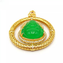 Load image into Gallery viewer, Nature Jade Laughing Budha Round Pendant Necklace Gift Jewelry charm Blessing