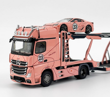 Load image into Gallery viewer, 1:64 Pink Actros Gigaspace 4x2 Trailer Truck LFA #23 Model Diecast Metal Car
