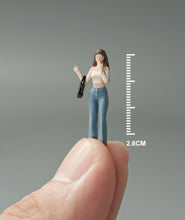 Load image into Gallery viewer, 1:64 Painted Figure Mini Model Miniature Resin Diorama Lady Brown Hair Girl Bag