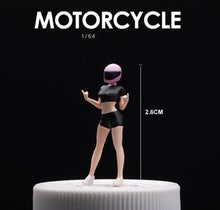Load image into Gallery viewer, 1:64 Painted Figure Mini Model Toy Miniature Car Scenes Resin Pink Helmet Girl