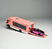 Load image into Gallery viewer, GCD 1:64 Pink Fuso Fighter Trailer Truck MX5 Sport Model Diecast Metal Car New Collection