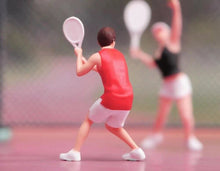 Load image into Gallery viewer, 1:64 Painted Figure Model Miniature Resin Diorama Sand Sport Tennis Man Lady Toy New Collection