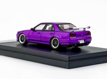 Load image into Gallery viewer, Mortal 1:64 Purple Skyline GTR ER34 25GT-t Sports Model Diecast Metal Car New Collection