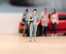 Load image into Gallery viewer, 1:64 Painted Figure Model Miniature Resin Diorama White Caual Man With Backpack