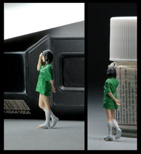 Load image into Gallery viewer, 1:64 Painted Figure Mini Model Miniature Resin Diorama Cute Green T-Shirt Girl New Scene