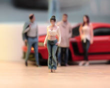 Load image into Gallery viewer, 1:64 Painted Figure Model Miniature Resin Diorama Sand White Top Denim Girl Cute