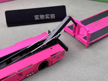 Load image into Gallery viewer, MT 1:64 Pink H300 Custom Tow Flatbed Truck Dinosaur Model Diecast Metal Car
