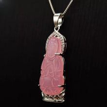 Load image into Gallery viewer, Nature Jade Guanyin Pendant Necklace Gift Jewelry charm Blessing Lucky Pink S